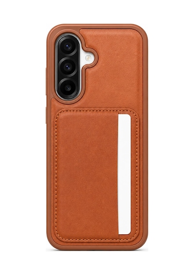 Cardx Samsung A57 Uyumlu Vegan Deri Kartlıklı Kamera Korumalı Kılıf Kahve