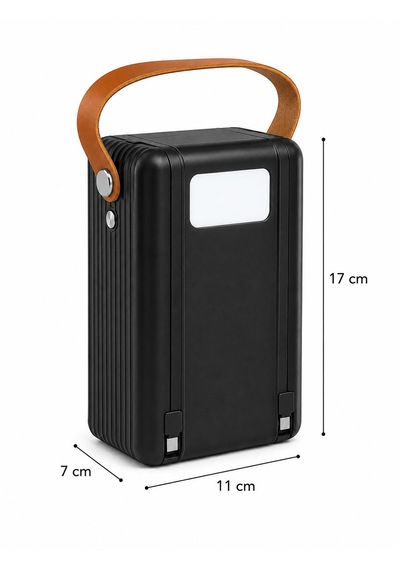 80.000mah Taşınabilir Powerbank Hızlı Şarj 3 Usb Çıkışlı Type-c Lightning Kablo Lcd Gösterge Siyah - Siyah