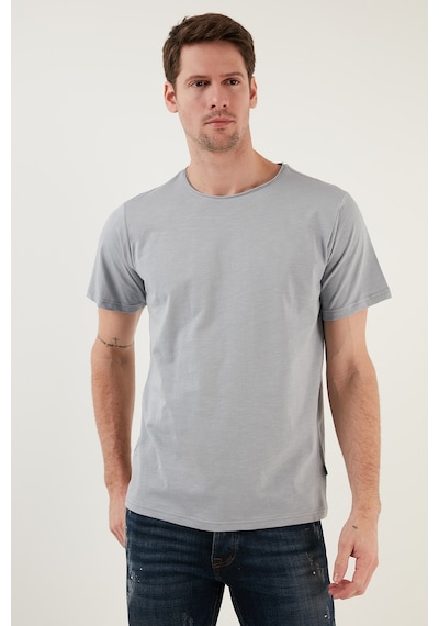 Buratti Bisiklet Yaka % 100 Pamuk Regular Fit Basic Erkek T Shirt 59020001 Açık Gri