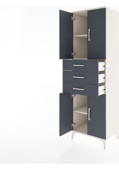Hyperion Dolap 3 Raflı 3 Çekmeceli 4 Kapaklı 60x44x195 Aytaşı-antrasit Aytası