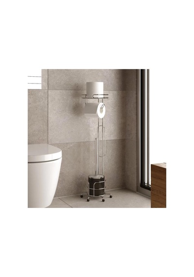Tekno Tel Mg-096 Ayaklı Yedekli Wc Kağıtlık + Klozet Fırçalık Krom