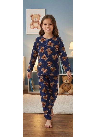 Biçomi Hassas Ciltlere Özel Nefes Alan Pamuk Penye Ayıcık Baskılı Çocuk Pijama Takımı 6-14 Yaş Lacivert Biçomi Hassas Ciltlere Özel Nefes Alan Pamuk Penye Ayıcık Baskılı Çocuk Pijama Takımı 6-14 Yaş Lacivert