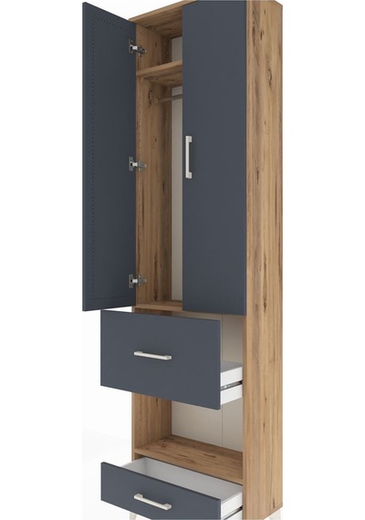 Arges Dolap 3 Raflı 2 Çekmeceli Tek Askılı 60x30x221 Çam-antrasit Atlas Çam Arges Dolap 3 Raflı 2 Çekmeceli Tek Askılı 60x30x221 Çam-antrasit Atlas Çam