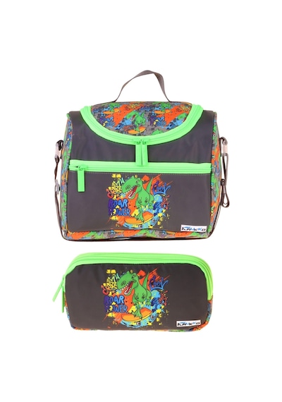 Kaukko Kids Erkek Çocuk Street Dinazor Baskılı Siyah - Yeşil Thermo Beslenme Çantası Ve Kalemlik Seti - Setkk-l5415 Kaukko Kids Erkek Çocuk Street Dinazor Baskılı Siyah - Yeşil Thermo Beslenme Çantası Ve Kalemlik Seti - Setkk-l5415