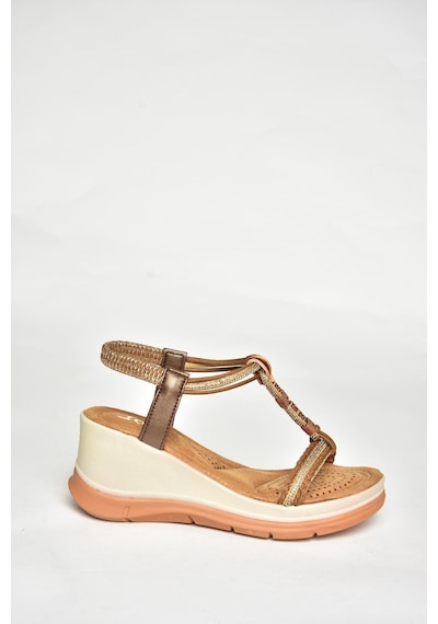 Fox Shoes U258925909 Taba Dolgu Tabanlı Kadın Sandalet Taba