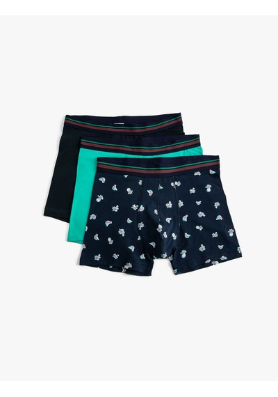 Koton 3'lü Boxer Seti Meyve Baskılı Pamuklu Lacivert Desenli 3slm90037mk Lacivert Desenli