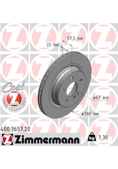 Zımmermann Fren Dıskı Arka Mercedes W204 S204 C207 A207 400.3657.20 A0004231212