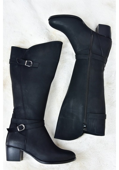 Fox Shoes Siyah Alçak Topuklu Günlük Kadın Çizme L674230009
