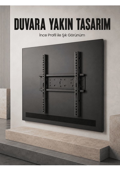 Sabit Televizyon Askı Aparatı 50"-95" İnce Profil Sağlam Metal Tv
