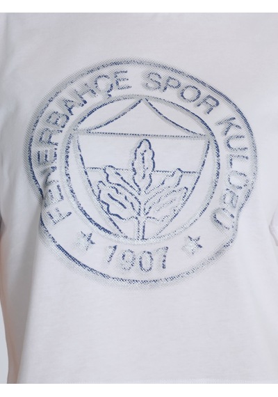 Fenerium Kadın Trıbun Halftone Logolu Tshırt Beyaz