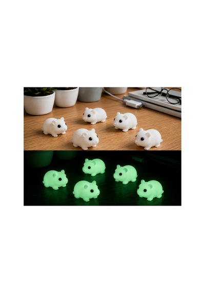 5 Adet Karanlıkta Parlayan Mini Hamster - Fare