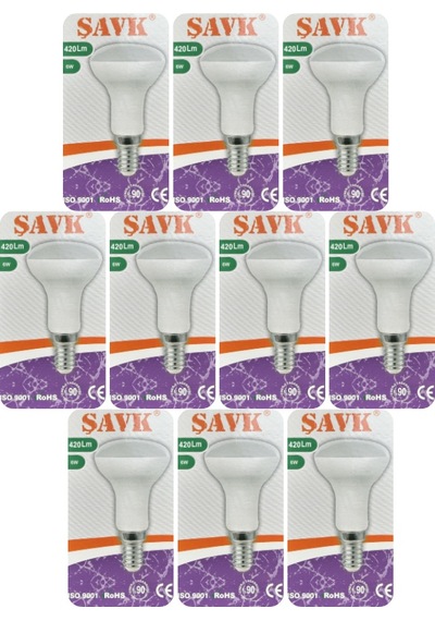 10 Adet Şavk 6w 37w Sarı Işık 3000k E14 Duylu İnce Duy Led R50 Ampul