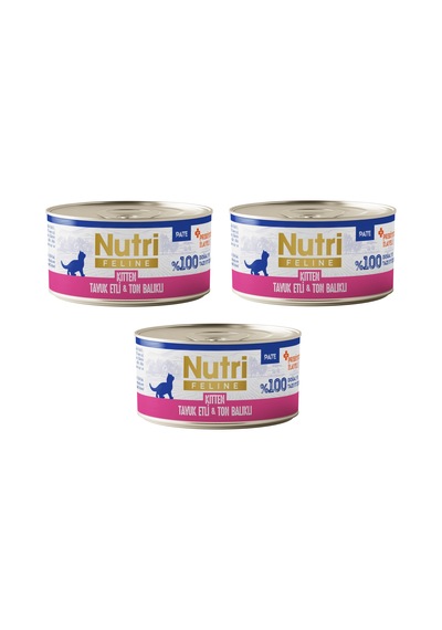 Nutri Feline Kitten Tavuk Etli Ve Ton Balıklı Tahılsız Yavru Kedi Konservesi 70 G X 3 Adet