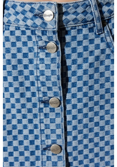 Wrangler Skinny Fit Dar Kesim %100 Pamuk Yüksek Bel Mavi Jean Mini Etek W231631XT Mavi