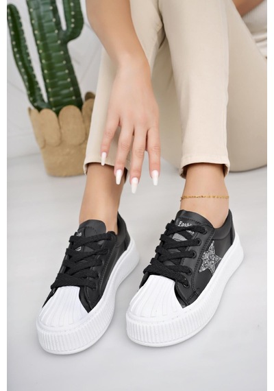 Nesilshoes Nesil Shoes Dvm 7100 Siyah Beyaz Kadın Sneakers Siyah&beyaz