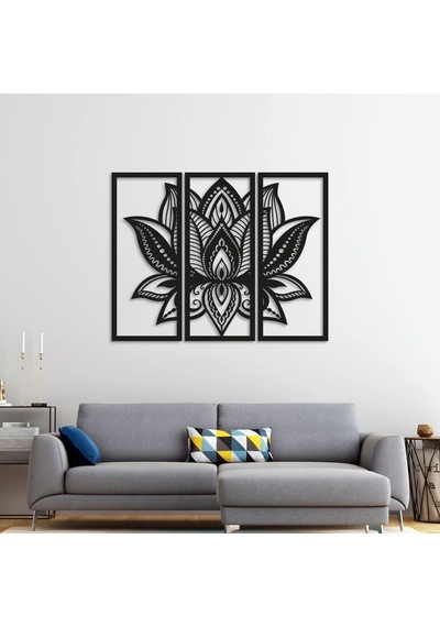 Üç Parça Lotus Metal Duvar Dekoru