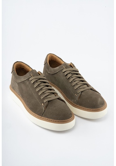 Erkek Hakiki Deri Süet Sneaker Haki Arel Haki