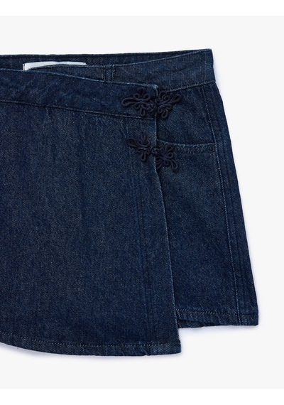 Koton Pamuklu Rahat Kalıp Cepli Denim Şort Etek Koyu İndigo 7wal70023md Dark Indigo