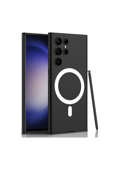 Galaxy S23 Ultra Kılıf Wireless Şarj Özellikli Zore Kıpta M-safe Silikon Kapak Gümüş