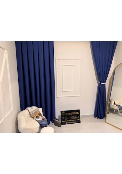 Nivemeshome Roma 18542-d K.indigo Keten 1/3 Sık Pileli Fon Perde Apm Indigo
