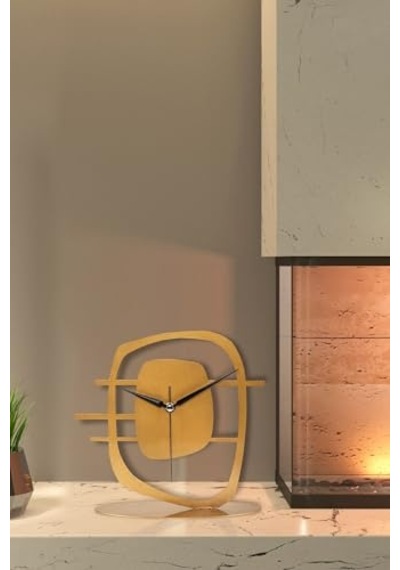 Maceire Gold Eskitme Metal Dekoratif Masa Üstü Saati 24x22cm Mms-m Diğer