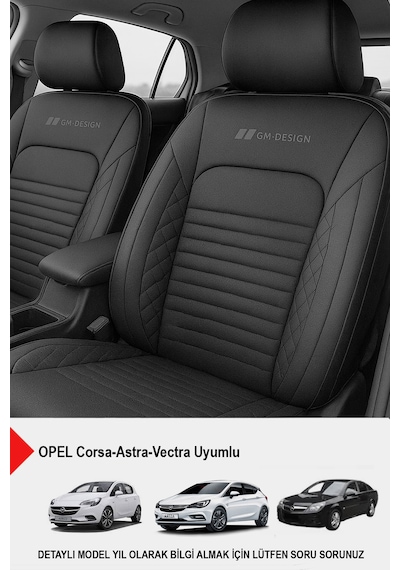 İstanbul Serisi Deri Oto Koltuk Kılıfı Opel Corsa-astra-vectra Uyumlu Siyah