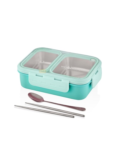 Vagonlife Bento 700ml Lunchbox Tek Katlı 2 Bölmeli Çelik Sefer Tası Yemek Kutusu Turkuaz Diğer