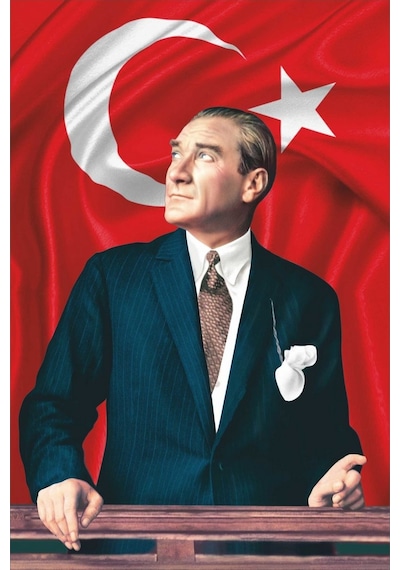 Atatürk Baskılı Türk Bayrağı Raşel Kumaş Dijital Baskı 200 x 300 CM