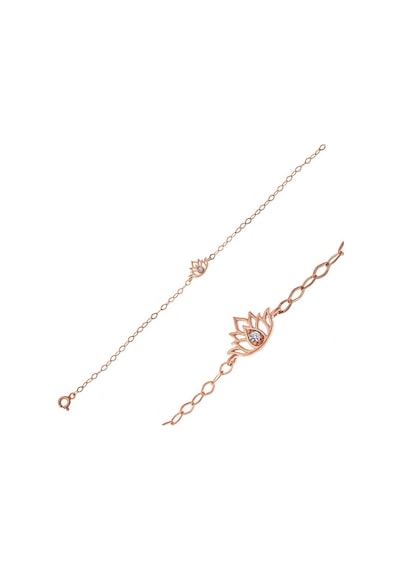 Gümüş Rose Lotus Çiçeği Kadın Bileklik Çok Renkli
