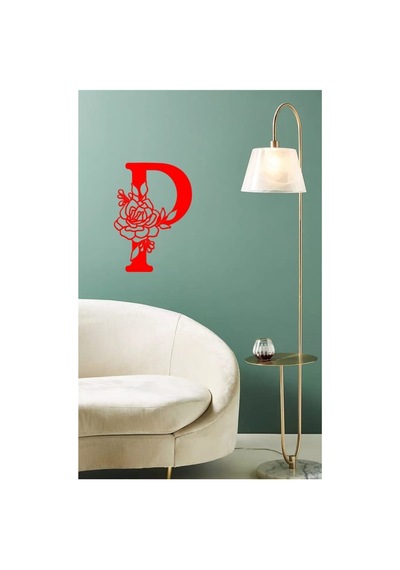 Ahşap Çiçek Işlemeli P Harfi Duvar Dekoru 30 Cm Mdf Tablo