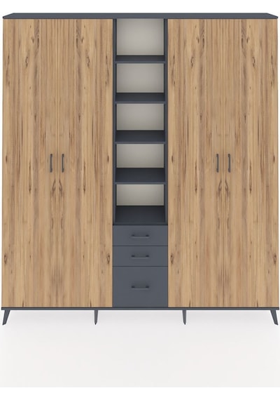 Arges Dolap 17 Raflı 3 Çekmeceli 4 Kapaklı 220x30x243 Antrasit-çam/antrasit Atlas Çam/antrasıt Arges Dolap 17 Raflı 3 Çekmeceli 4 Kapaklı 220x30x243 Antrasit-çam/antrasit Atlas Çam/antrasıt