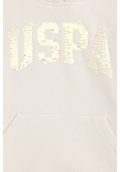 U.S. Polo Assn. Kız Çocuk Krem Kapüşonlu Basic Sweatshirt 50292512-VR071