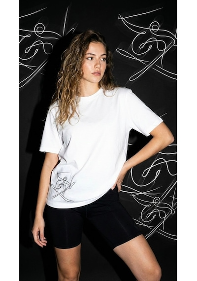 Unisex Düz Renk Kayak Dijital Baskılı Bisiklet Yaka Basic Tişört BEYAZ