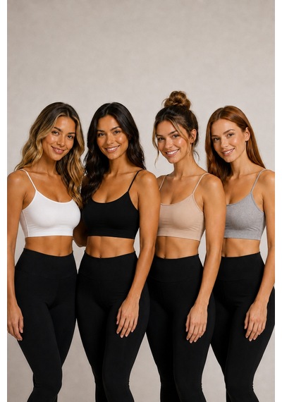 Pijamask Kadın İnce Askılı Crop Top Basic Esnek Büstiyer Atlet Çok Renkli