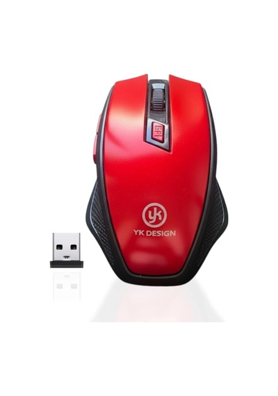 Kırmızı Renkli Baş Parmak Destekli Ergonomik Sessiz Kablosuz Mouse Usb Alıcılı, Ofis Ve Oyun İçin Diğer