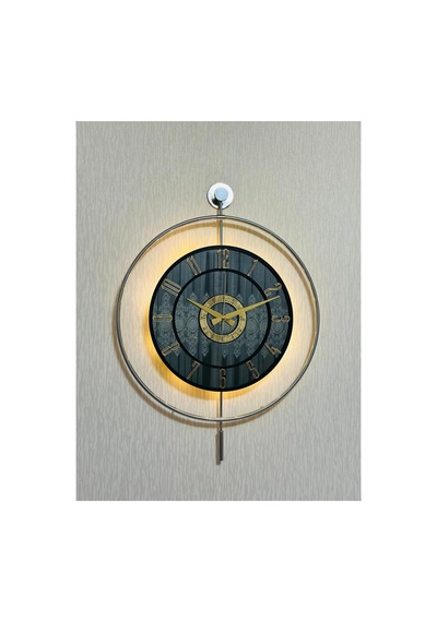 Pey Aksesuar Metal Camlı Duvar Saati Krom Statık 50 X 70cm Orta Boy Işıklı M51-kromgrı-füme-siyah-gold M51-kromgrı-füme-siyah-gold