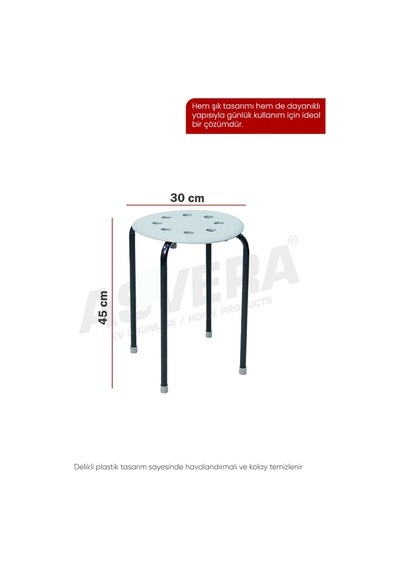 Asvera Otto Metal Ayaklı Mutfak Ve Balkon Taburesi - İstiflenebilir Portatif Modern Tabure Diğer