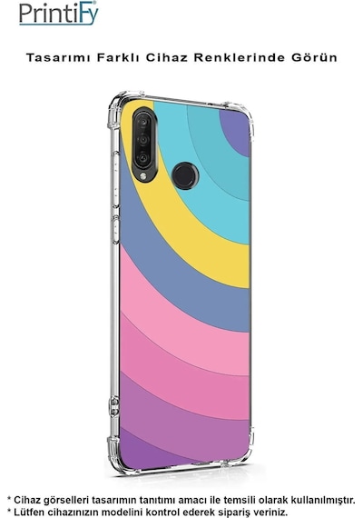 Tecno Camon 18 Uyumlu Köşe Korumalı Renk Cümbüşü B Tasarımlı Şeffaf Silikon Kılıf