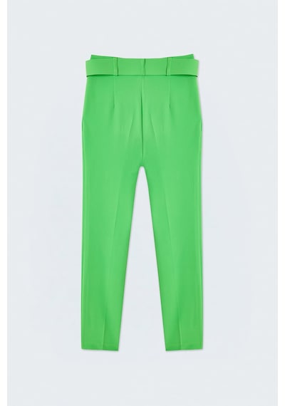 Sateen Yüksek Bel Kemerli Pantolon - Açık Yeşil-132384