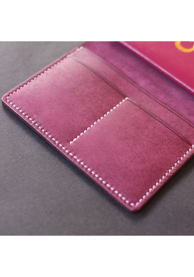 Leather Craft Hakiki Deri Isme Özel Pasaport Kılıfı - Mor
