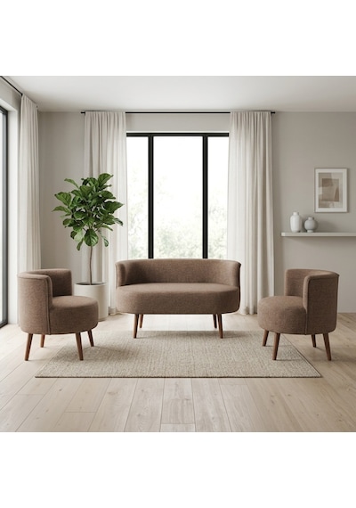 Sydney Çay Seti Koltuk Takımı Keten Kumaş 2+1+1 Ceviz Ayak Modern Salon Ofis Takımı Kahverengi Sydney Çay Seti Koltuk Takımı Keten Kumaş 2+1+1 Ceviz Ayak Modern Salon Ofis Takımı Kahverengi