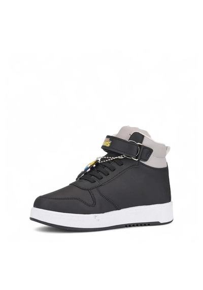 Nese Shoes Stars Baskılı Erkek Çocuk Spor Ayakkabısı, Sneaker Siyah-gri
