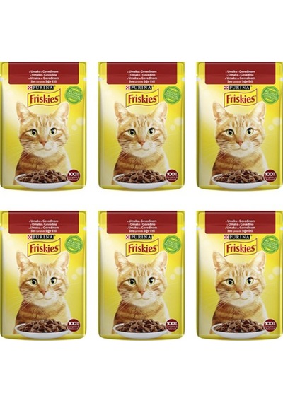 Purina Friskies Sığır Etli Pouch Yetişkin Kedi Yaş Maması 6 x 85 G