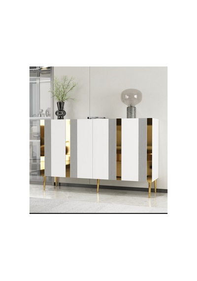 Forest 120 Cm Konsol Tv Sehpası Çok Amaçlı Dolap Beyaz-altın Beyaz-altın
