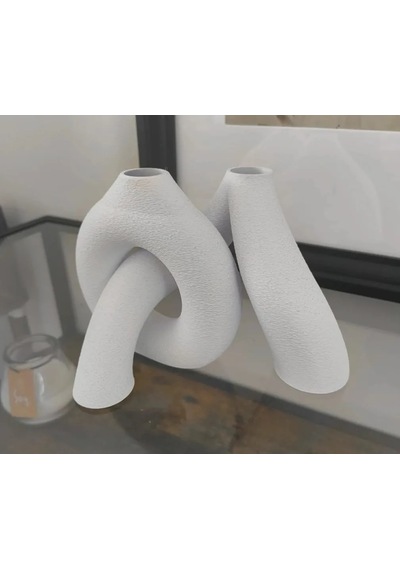 3d Baskı Interlocking Vazo - İç İçe Geçen Dekoratif Vazo-bej Çok Renkli