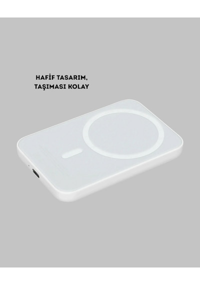 Magsafe Uyumlu Kablosuz Powerbank Güçlü Mıknatıs, Hızlı Şarj, Kompakt Tasarım Sarı