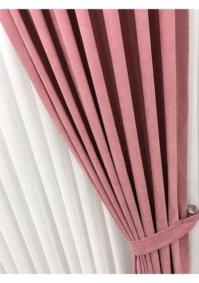 Evdepo Home Deniz Soft Pileli Fon Perde Gül Kurusu Gülkurusu