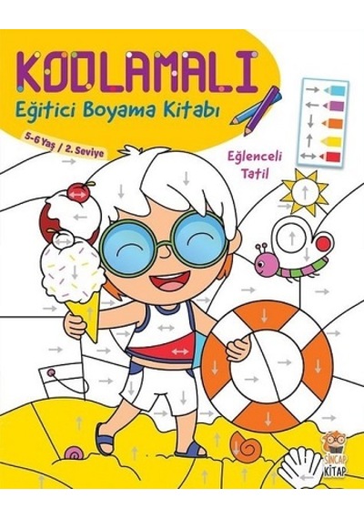 Eğlenceli Tatil 5-6 Yaş-Kodlamalı Eğitici Boyama Kitabı-2.Seviye- Sincap Kitap