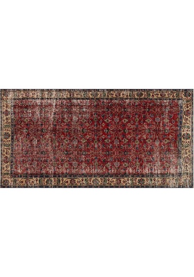 Klasik Modern Vintage Eskitme El Dokuma Halı 1,42 X 2,72 Cm 9096
