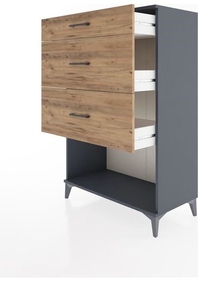 Hyperion Dolap 3 Çekmeceli 88x44x134 Antrasit-çam Antrasit